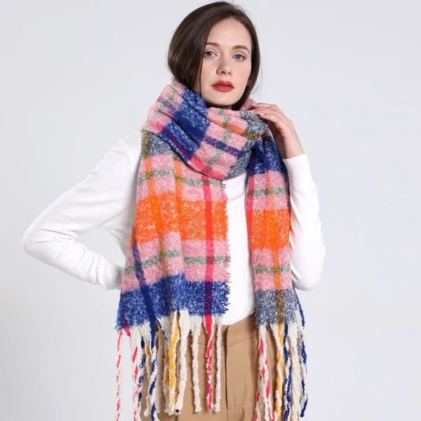 Winter Women Scarf Colourful Thick Warm Shawl Cashmere Fashion Foulard Neckerchief Tassels Wrap Long Outdoor Pashmina 250928
