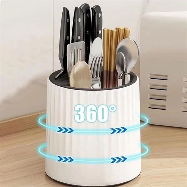 Rotation Knife Holder Stand Multifunctional Rotating Knives Stand Removable Chopsticks Cutlery Utensil Storage Tank Kitchen Tool 250313