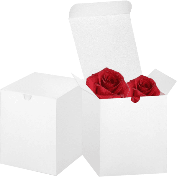 White Folding Cowhide Paper Box Bridesmaid Proposal Box Cupcake Box Easy to Assemble with Lid Suitable for Weddings Birthdays Parties Christmas and More