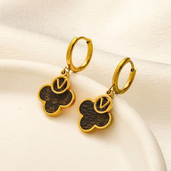 Brand Letter Dangle Earrings Designer Jewelry Flower Pendant Earring Womens Jewelry Accessories Wedding Party Gift