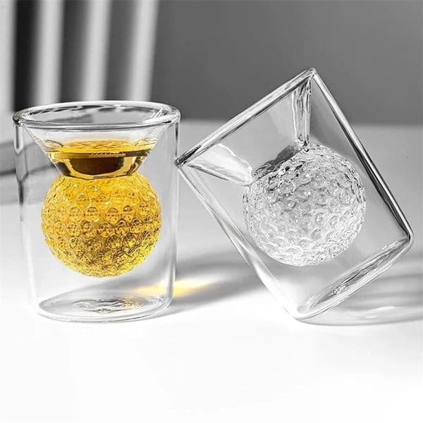 2pcs 50ml Golf Glass Cup Fun Double Wallet Shooting Beverage Spirit Whiskey Tea Espresso 250422