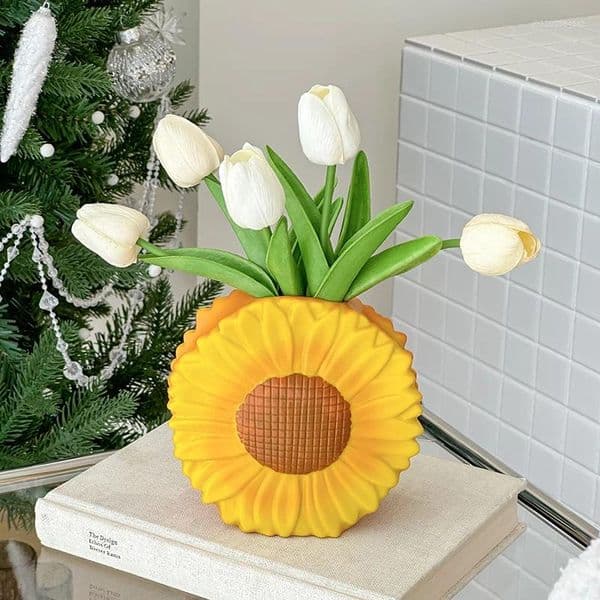 Vases Creative Cute Fresh Sunflower Shaped Vase Home Living Room Entrance Dining Table Desktop High End Decoration