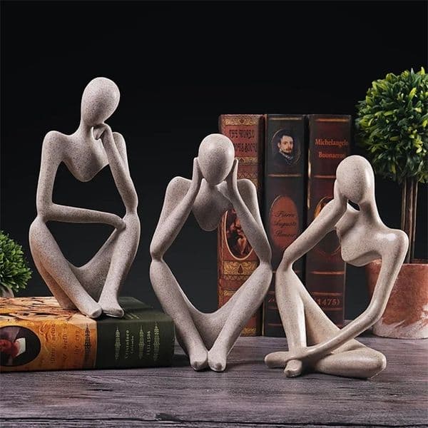 The Thinker set Abstract Statues Sand Color Sculptures Yoga Figurine Nordic Living Room Decor Decoration Room Desk Ornaments 250212
