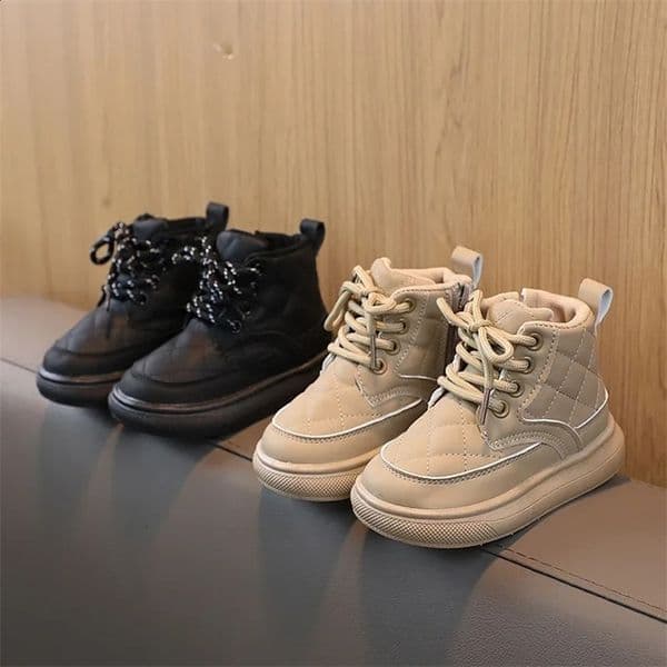 Fashion plaid autumn baby womens shoes boys ankle boots flexible thick soled childrens snow winter G06253 240914