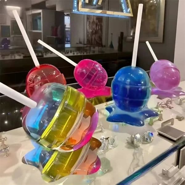 Creative Melting Lollipop Sculpture Decoration Craft Miniature Modern Home Accessory Desktop Decor Kid Gift 240520