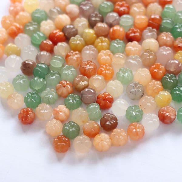 10mm Natural Gemstone Mixed Color Pumpkin DIY Bracelet Accessories Gold Jade Stone Beads Jewelry Making