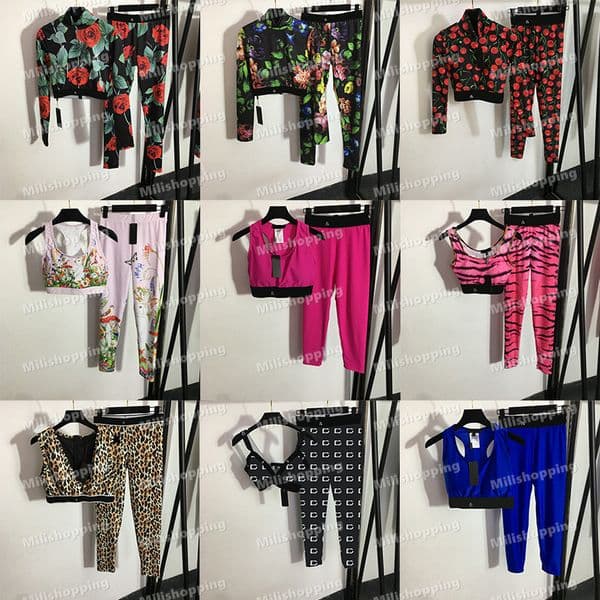 12 Styles Brand Workout Activewear Long Sleeve Tracksuits Sleeveless Sport Vest Fitness Leggings for Lady Designer Yoga Outfits Women Print Sport Suits
