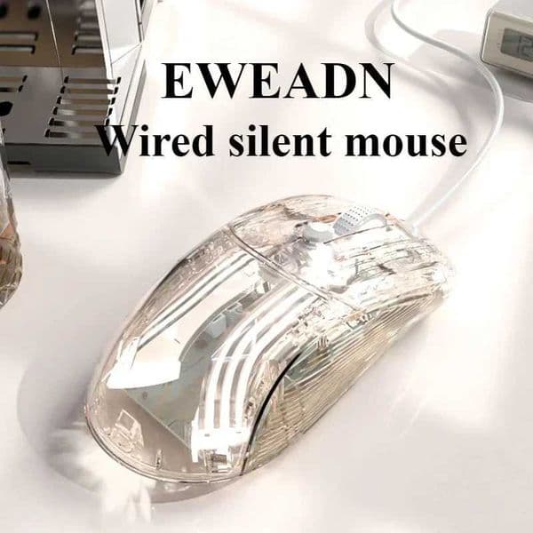 Eweadn Q8 wired mouse mute office transparent RGB silent click lightweight ergonomic PC game console laptop accessories mouse gift M250102