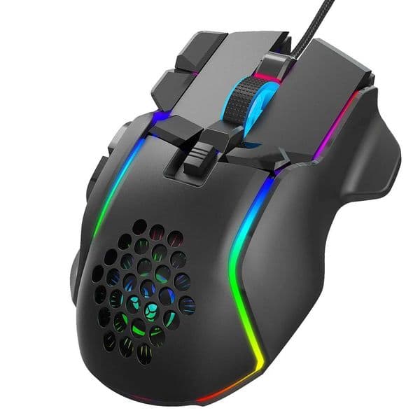 HXSJ S700 10 key USB cable gaming mouse macro programming ergonomic mouse with 6 adjustable DPI RGB light effects gaming mouse M250102