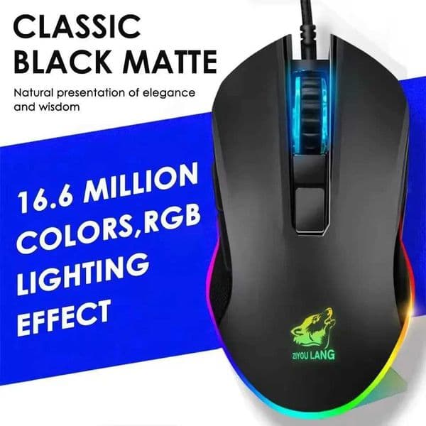 High Quality A gaming mouse with 6 buttons wired USB optical computer mouse with RGB backlight and 3 adjustable DPI ergonomic gaming mouse Z250102