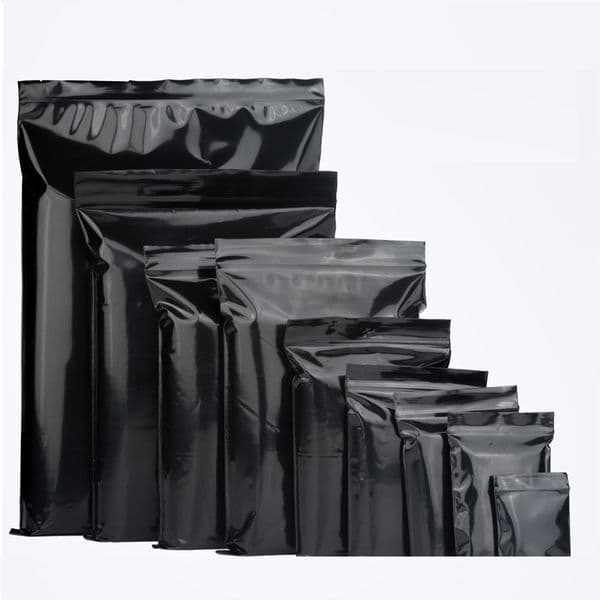 Resealable Black Plastic Zip Lock Bags Flat Pouches Smell Proof Mylar Jewelry Gift Food Storage Ziplock Packaging Bag