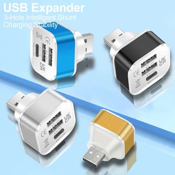USB 2.0 HUB Fast Charging 3-in-1 Multi Ports USB PD Extender Adapter USB Splitter Hub 2025 for Book Laptop PC Accessories Charger