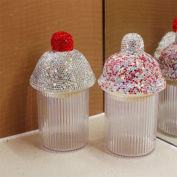 Kitchen Toothpick Box with Rhinestones Household Tooth Pick Holder Container Portable Desktop Sundries Dispenser Storage Bucket 241231