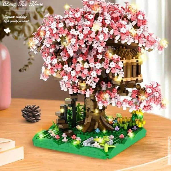 1 set of mini cherry tree DIY 3D building blocks micro diamond small particle building blocks desktop decoration DIY buttocks W250102