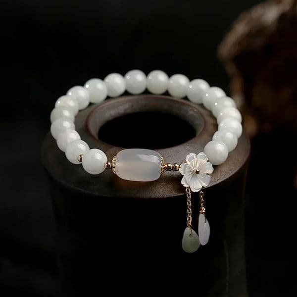 Flower Shape Shell Natural Jade Beads Waterdrop 14K Gold Filled Strand Bracelet for Women Fine Jewelry Accessories Gift YBR410 250102