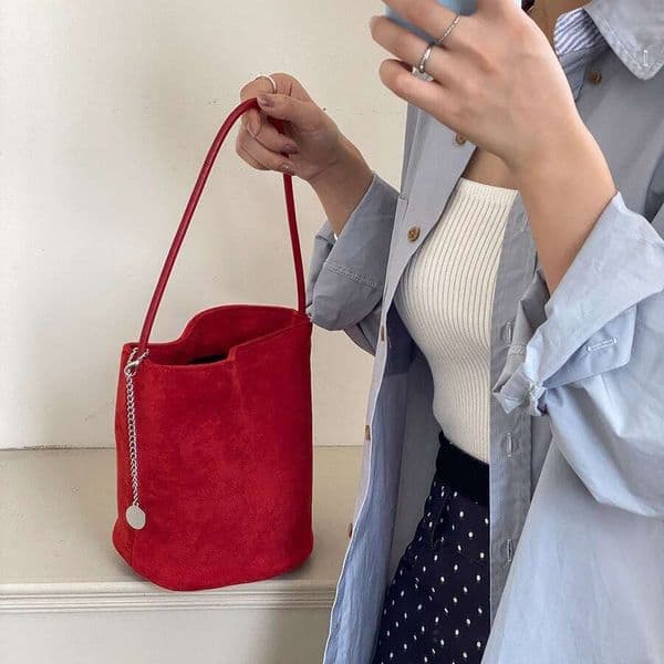 Autumn Winter New Bucket For Women, Fashionable And Niche Korean Version, Handbag Cyder, Versatile Retro Commuting Suede Bag