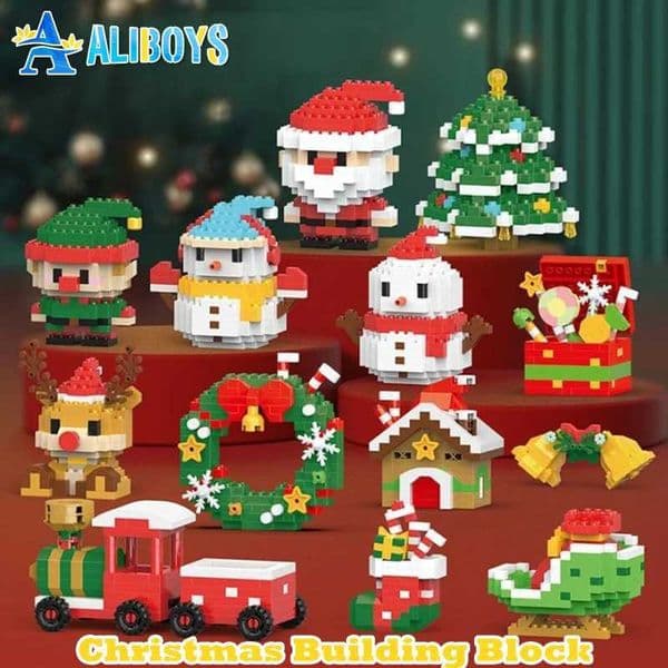 Christmas gift Santa Claus snowman reindeer building block model micro assembly puzzle brick Santa Claus home decoration childrens toys W250102