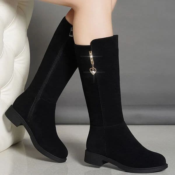 Women Autumn Boots Casual Flat Boots Plus High Warm Cotton Shoes Fashion Side Zip Women Winter 6988 250102BJ