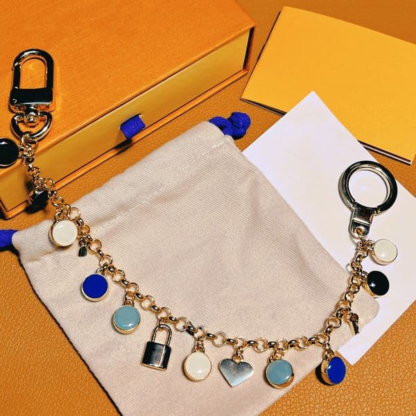 designer handbag charm luxury keychain bag Accessory Circle buckle Long Love pendant quality stainless steel chain wholesale