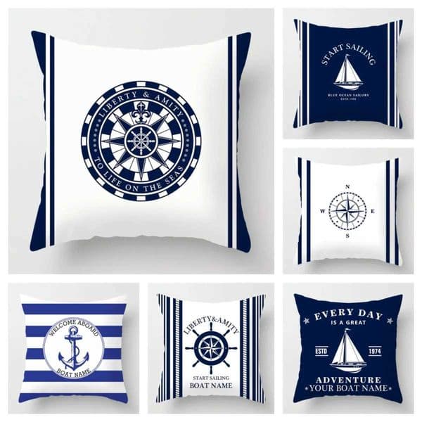 Nordic dark blue nautical series sofa decoration cushion cover 45*45 compass pillow cover home decoration can be customizedXJ250102