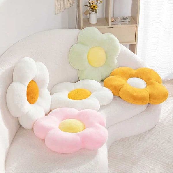 LMETJMA Cute Flower Pillow Plush Flower Shape Throw Pillow Seating Cushion Floor Cushion Bedroom Living Room Decor Pillow JT418XJ250102