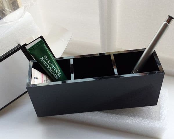 Classic C 3 grid Acrylic Women Makeup Tools Holder Cosmetic Brush Bucket Beauty Pen Storage Box Beauty Case With Gift Box