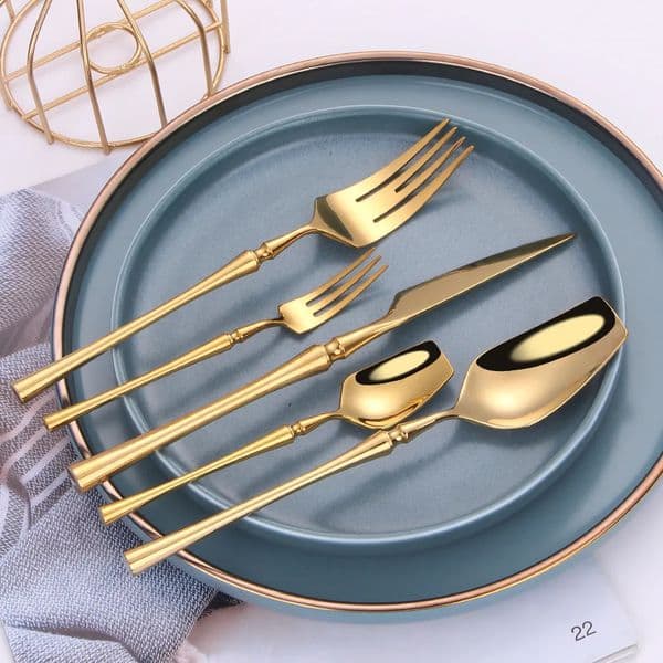 30 piece cutlery set 18/10 stainless steel cutlery knives forks spoons western silver cutlery kitchen food utensils 250102