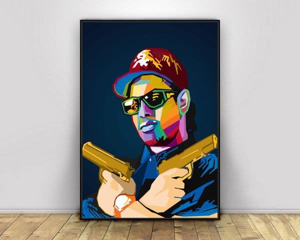 Eazy E WPAP Pop Art Hiphop Rapper Music Singer Poster Print Wall Art Canvas Painting Home Decor Canvas Print (No frame)
