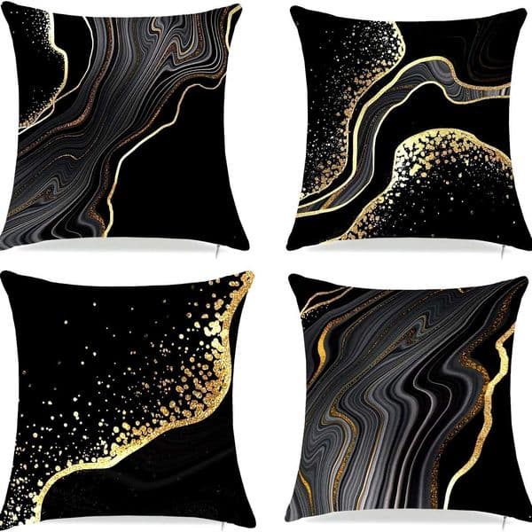 Black geometric gold spots pillow cover ultra soft polyester material living room sofa back car pillow cover home decorationXJ250102