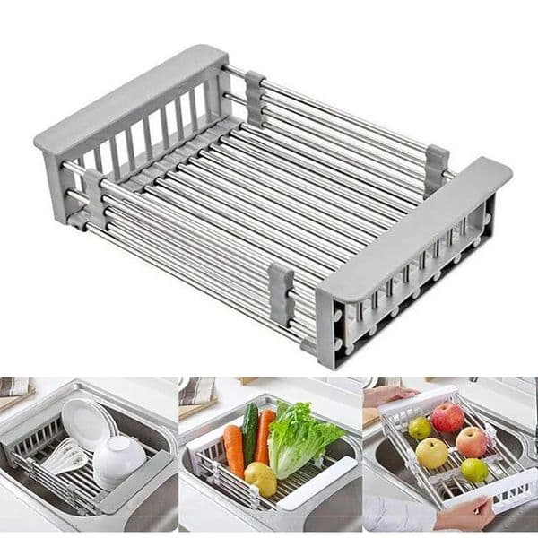 Adjustable Stainless Steel Kitchen Dish Drying Sink Rack Drain Strainer Basket Kitchen Rack Drain Basket Kitchen Accessories 250103