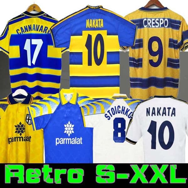 1998 1999 2000 Parma Retro NAKATA ADRIANO soccer Jersey 95 97 98 99 00 BAGGIO CRESPO CANNAVARO Football shirt STOICHKOV THURAM futbol camisa 01 02 03