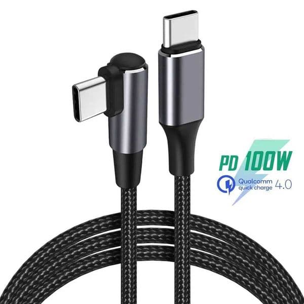 Mobile Phone USB C to USB Type C Cable PD 100W Fast Charging Line Quick Charge 4.0 Right Angle Wire 90 Degree Data 0.5m/1m/2mXJ250103