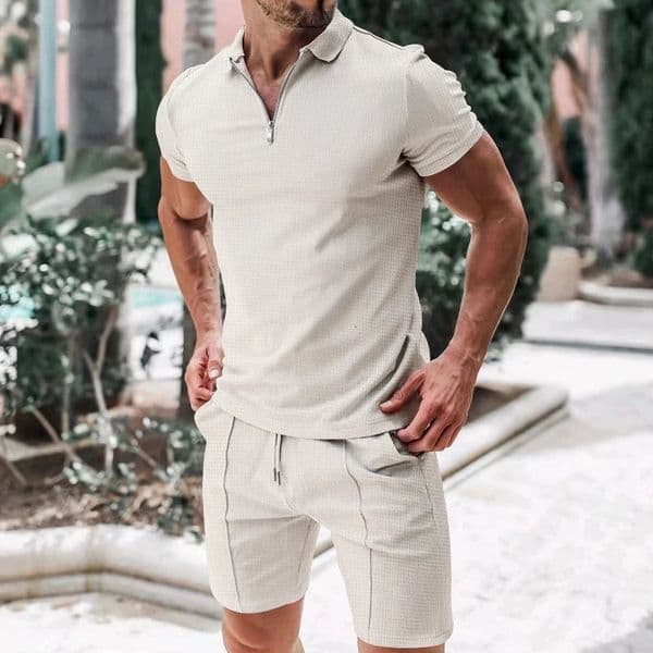 2024 Summer Clothing Mens Tracksuit Set Casual Short Sleeve Solid Color Polo ShirtShorts Streetwear 2 Piece Su 250102BJ