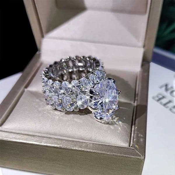 NEW Elegant Zircon Ring Set S925 Silver Color Engagement Wedding Jewelry For Women 2021 Fashion Crystal Gift WholesaleXJ250104