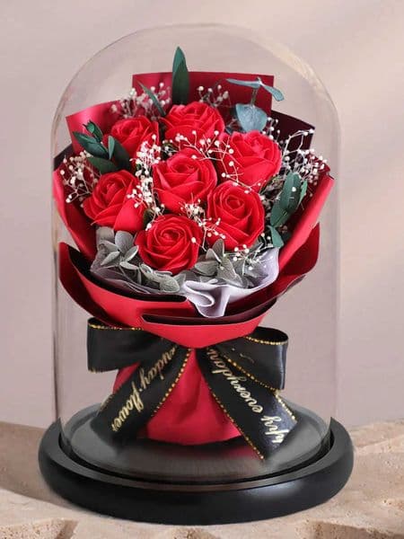 Always keep the real rose glass dome womens Valentines Day gift Mothers Day birthday W250104