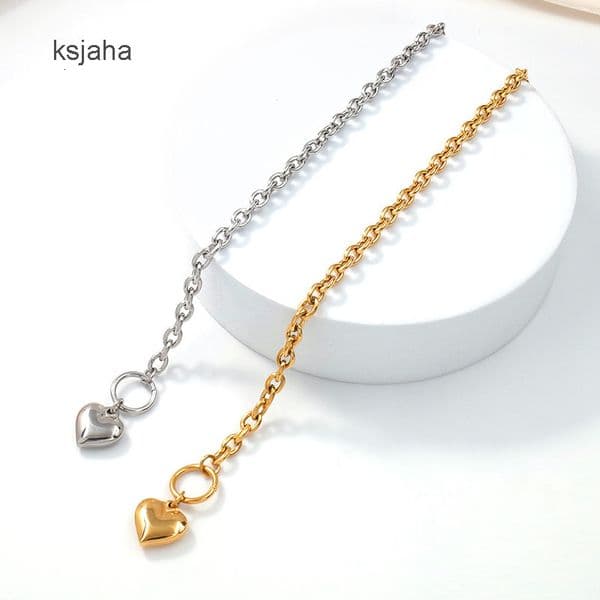 Minimalist Wholesale Tarnish Free Jewelry Gold Plated Heart Accessories Link Chain Necklace Bracelet Womens Set gift