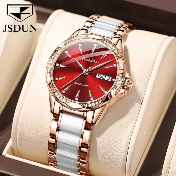 JSDUN New Trend Womens Luxury Fashion Womens Wrist Original Waterproof Ceramic Automatic Machinery W250104