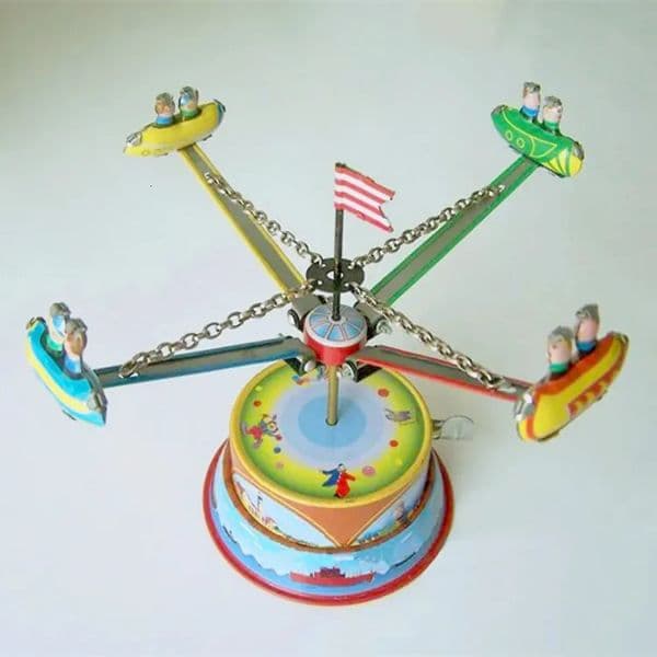 Funny Adult Collection Retro Wind up toy Metal Tin amusement park Rotating plane windmil Mechanical Clockwork toy figures gift 250103