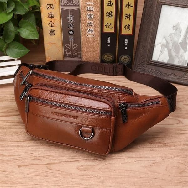 Genuine Leather Waist Fanny Pack Bag For Men Travel Retro Natural Skin Male Purse Cross Body Sling Chest Hip Bum Belt Bags 250103