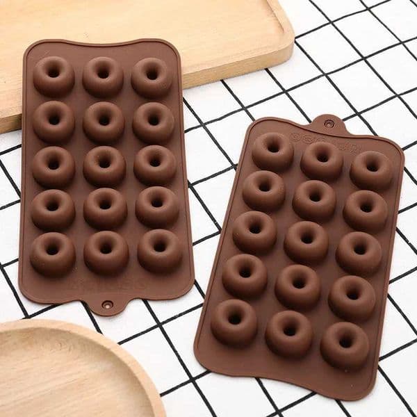 3D Donut Silicone Mold 15 cavity Donut Ring Manufacturer Chocolate Candy Biscuit Mold Kitchen Tool M250106
