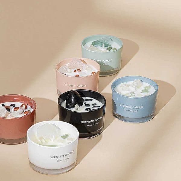 Home perfume candle luxury decoration candle crystal stone soap wax perfume candle glass decoration room M250106