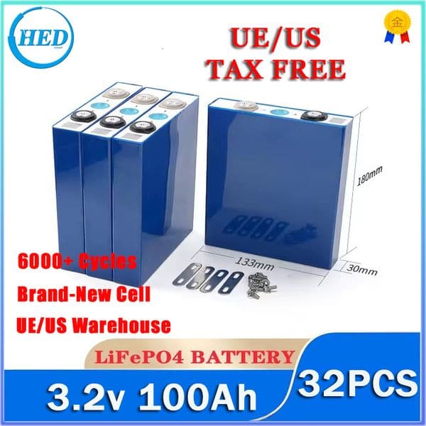 Grade A Lifepo4 3.2v 100Ah for EV Battery Pack Diy Solar Battery Energy Storage Batteries Home Power 12v Supply