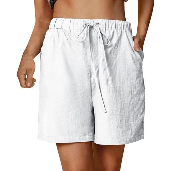 Womens Summer Casual Shorts Drawstring Solid Color Cotton Linen Short Pants Female Loose Straight Jogging Outdoor Streetwear 250102BANJIA