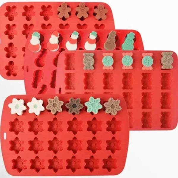 Christmas snowman silicone chocolate mold candy snowflake cookies jelly mold gingerbread cake decoration ice tray holiday gifts M250106