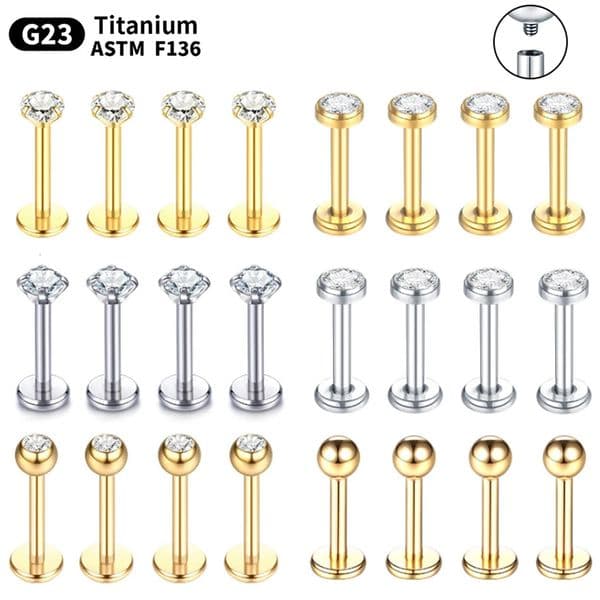 10PCS G23 Labret Piercings Lip Ring 16G Internal Thread Nose Stud Earring Tragus Helix Cartilage Piercing Body Jewelry 250103