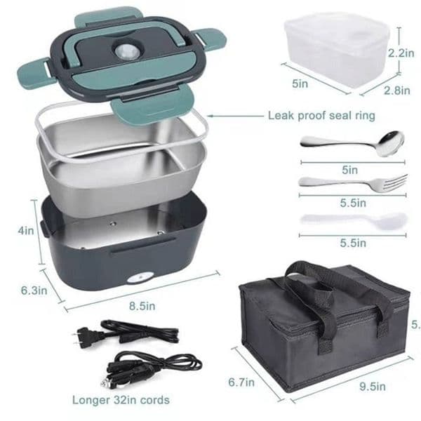 1.5 L 60W Electric Lunch Box Food Warmer Portable Food Heater for Car Or Home - Leak Proof Lunch Heating Microwave for Truckers 250106ww