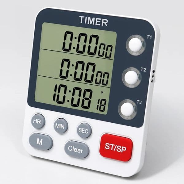 Digital Dual Kitchen Timer 3 Channels Count UP/Down Timer Cooking Timer Stopwatch Large Display Adjustable Volume 250106