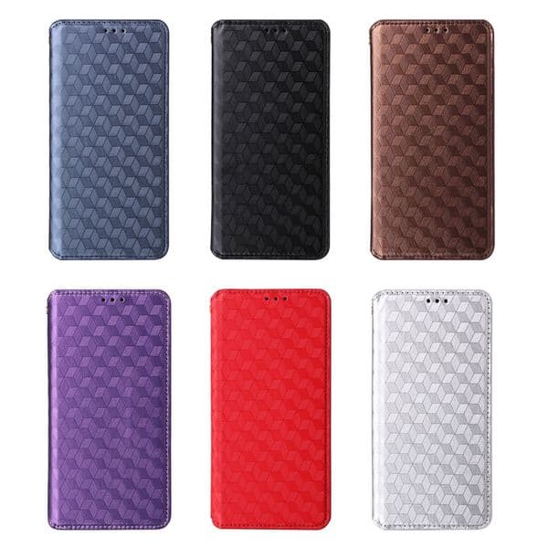 3D Cube Square PU Leather Wallet Cases For Iphone 17 Air 16 Plus 15 14 Pro Max 13 12 11 X XR XS 8 7 16E Luxury Suck Closure Magnetic Credit ID Card Slot Pocket