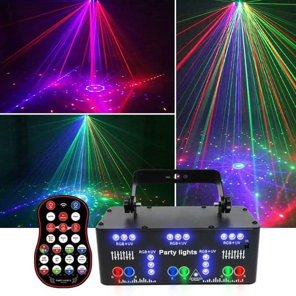21 LED RGB Pattern Party Light Christmas Laser Party Light Remote Control Nightclub Lights Decoration DJ Halloween Karaoke Disco Ball