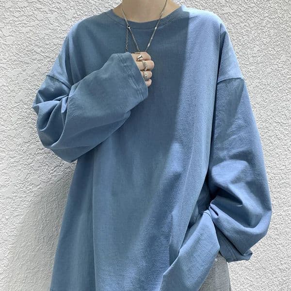 Privathinker Hip Hop Baggy T-shirt For Men Long Sleeve Fashion Cotton Tops Casual Solid Color Male Tees 250107